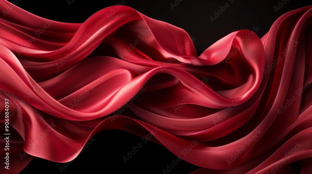 Obraz premium Elegant Red Fabric Soft Transitions in Flat Design Illustration for Modern Aesthetic and Visual Appeal