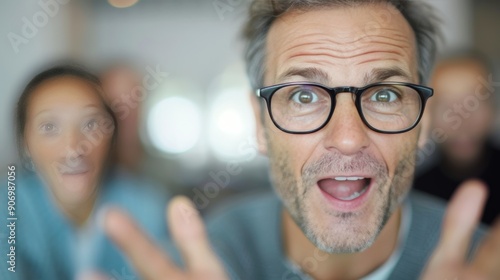 Smiling Man With Glasses in Modern Indoor Setting During Daytime