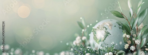 Earth Surrounded by Greenery Against Soft Background