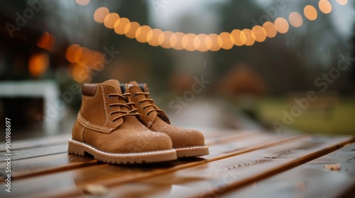 Classic Brown Leather Dress Shoes on Polished Wooden Surface