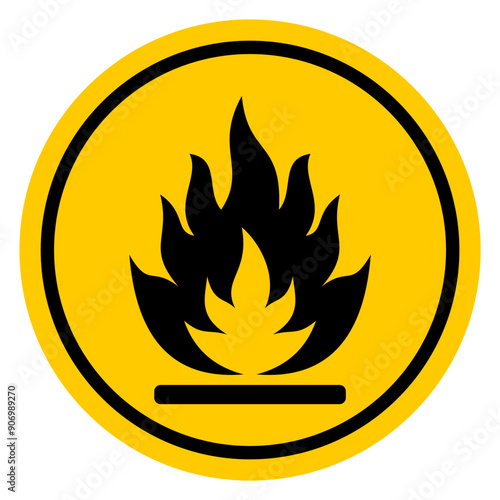 Flammable substances sign. Vector illustration of GHS hazard pictogram warning sign with flame fire inside. Attention. Caution flammable materials. hazard icon. printable vector.