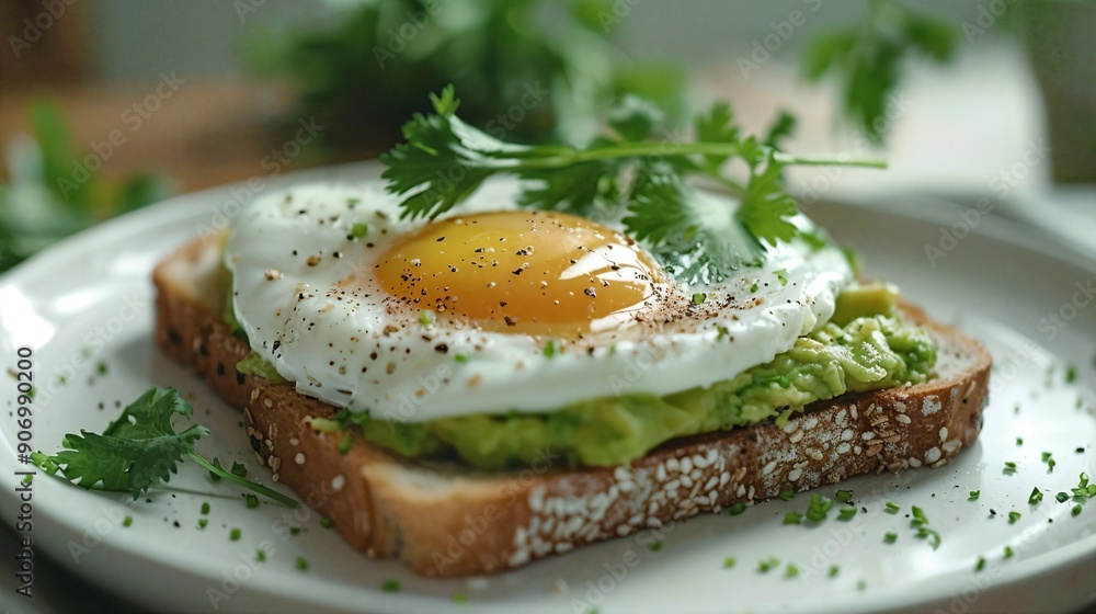 a white plate topped with a piece of bread and an egg a white plate topped with a piece of bread and an egg