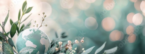 Earth Surrounded by Greenery Against Soft Background