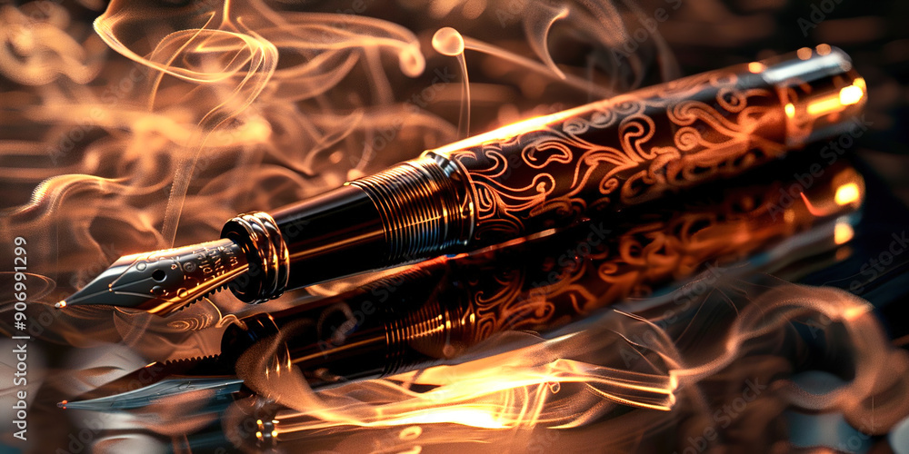 Naklejka premium A caligraphic antique pen