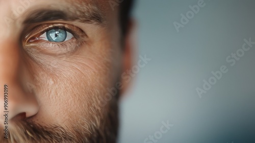 Close-Up Portrait of a Man With Intense Eyes and a Beard in Natural Light