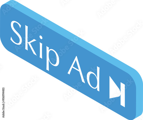 Blue skip ad button for skipping advertisements while watching a video