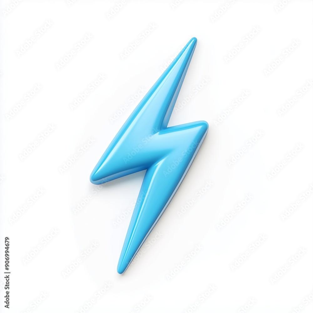 Vibrant Blue Lightning Bolt Icon in 3D Style