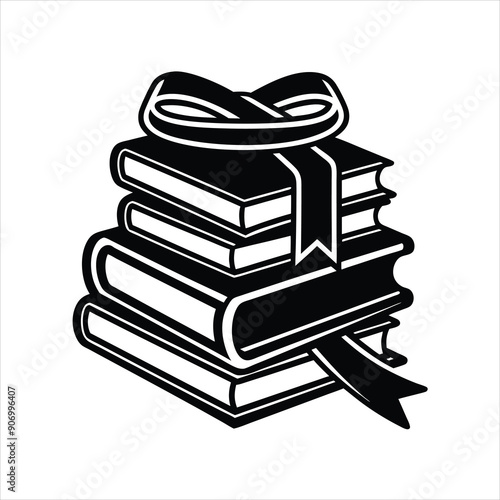 Illustrate a silhouette of a stack of books black vector