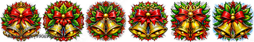 Christmas Bells vector icon set. decor Christmas