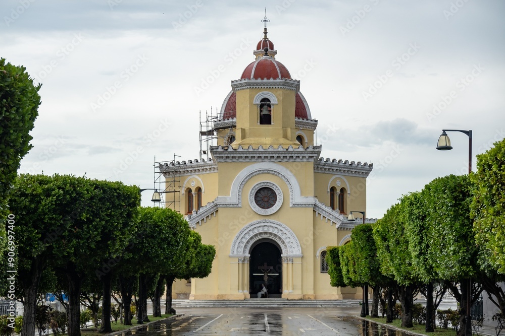 Capilla Central church in centre of Colon Cemetery, Havana, Cuba, symmetrical shot Capilla Central church in centre of Colon Cemetery, Havana, Cuba, symmetrical shot