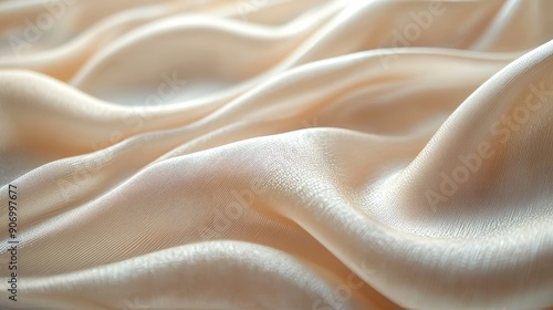 Light beige grainy gradient background, vanilla toned blurry cosmetics background, silk drapery backdrop, Generative AI