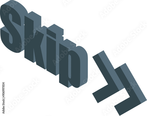Dark blue skip button with an arrow pointing to the right, for website and software development