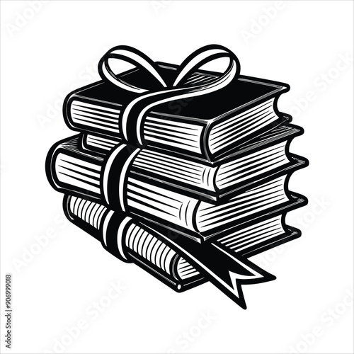 Illustrate a silhouette of a stack of books black vector