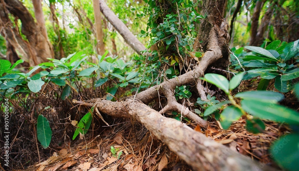 Wild nature background in green forest woods with trunk tree and foliage bush. Environment life on planet earth. Stop deforestation. Love nature. Save planet. Wild nature background in green forest woods with trunk tree and foliage bush. Environment life on planet earth. Stop deforestation. Love nature. Save planet.