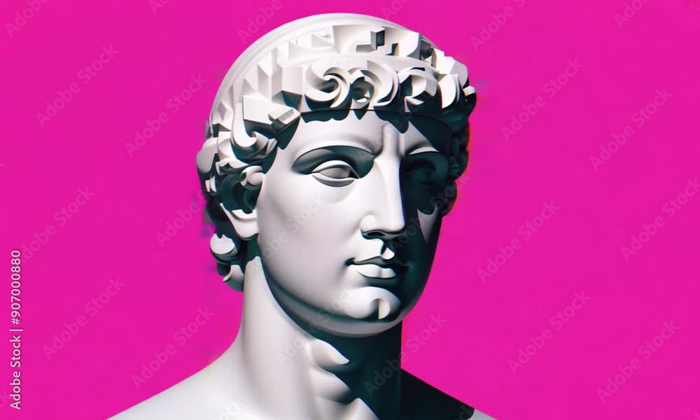 Ancient Bust with Glitch Effect Ancient Bust with Glitch Effect
