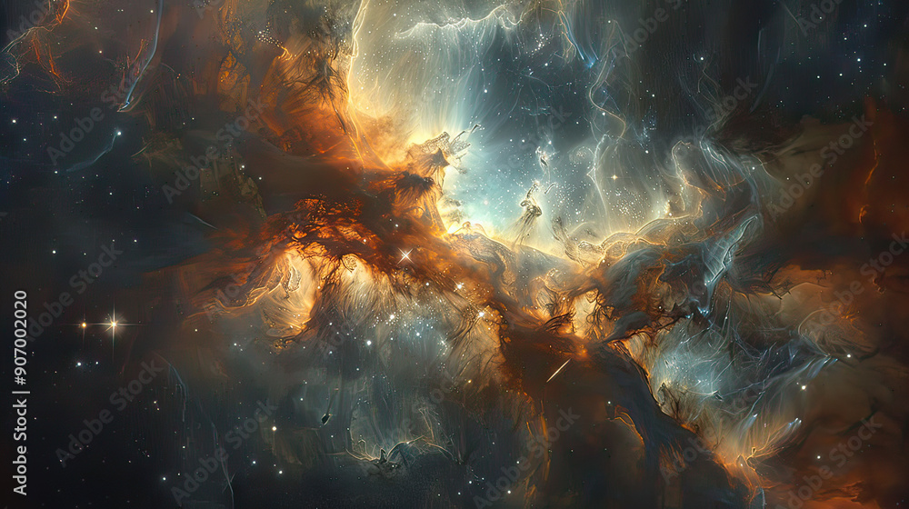 Galactic Nebula Veil Veils of Cosmic Gas and Dust Paint AI Generative Galactic Nebula Veil Veils of Cosmic Gas and Dust Paint AI Generative