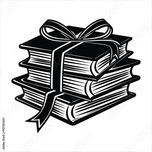 Illustrate a silhouette of a stack of books black vector