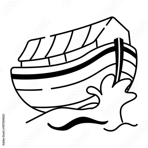 A doodle style icon of noah ark