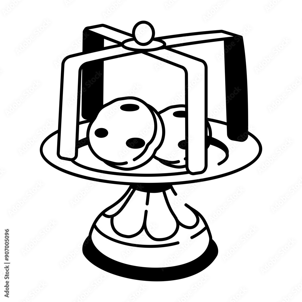 A doodle style con of brass tray A doodle style con of brass tray