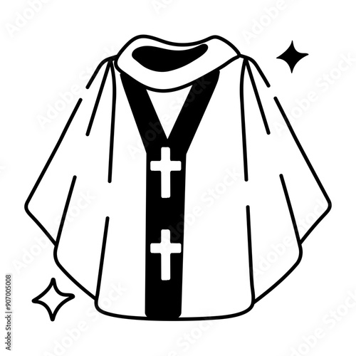 A church casulla icon in doodle style 