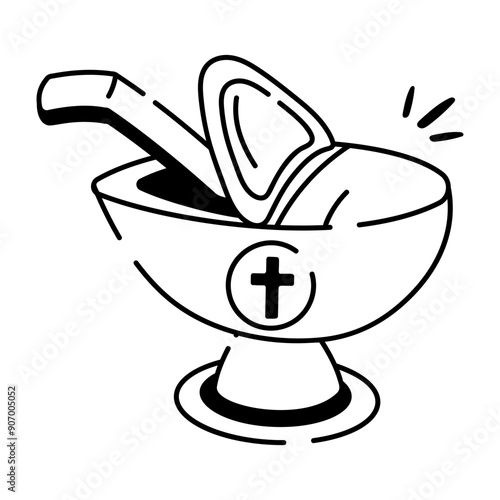 A doodle style icon of incense boat
