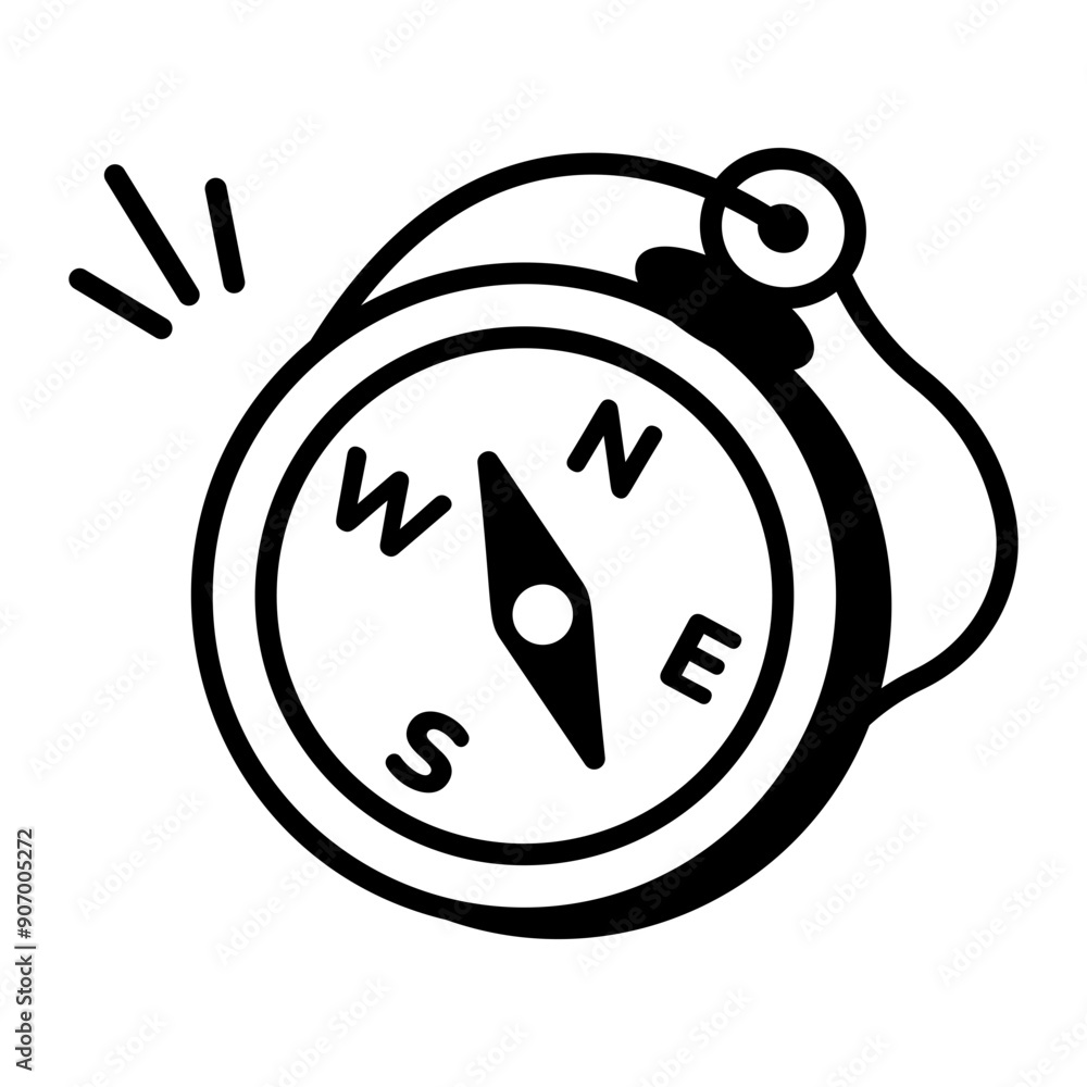 A hand drawn icon of travel compass A hand drawn icon of travel compass