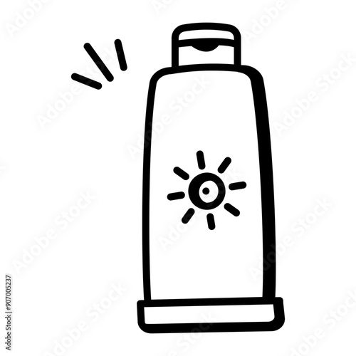 A doodle icon of sunblock cream 