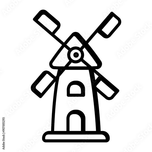 A doodle style icon of windmill building 
