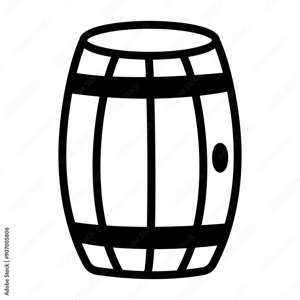 A linear icon of wooden barrel A linear icon of wooden barrel
