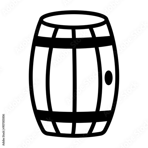 A linear icon of wooden barrel  