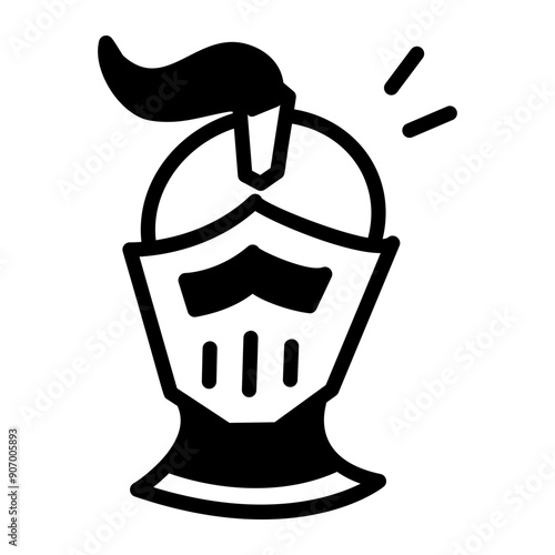 A glyph style icon of knight helmet 