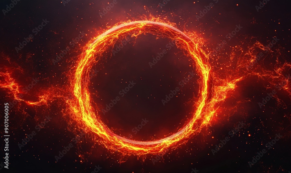 red abstract circle plasma lightning particle effect, ring with swirling glow particles visual effect layer overlay, Generative AI red abstract circle plasma lightning particle effect, ring with swirling glow particles visual effect layer overlay, Generative AI