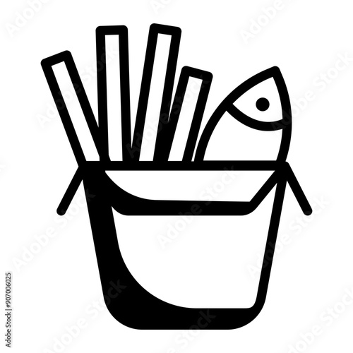 Fish chips icon in line style 