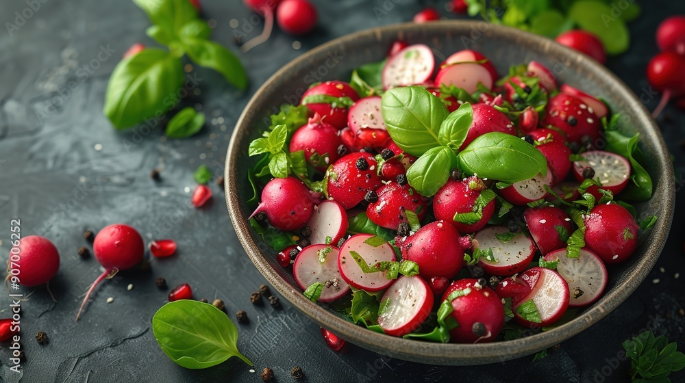 fresh radish salad on the table Close-up Copy space fresh radish salad on the table Close-up Copy space