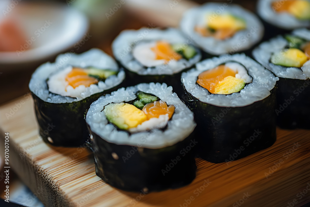 Japanese seafood sushi set. Sushi rolls Image for cafe and restaurant menu Japanese seafood sushi set. Sushi rolls Image for cafe and restaurant menu