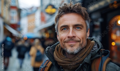 Wallpaper Mural A confident Caucasian man is taking a selfie outdoors. Torontodigital.ca