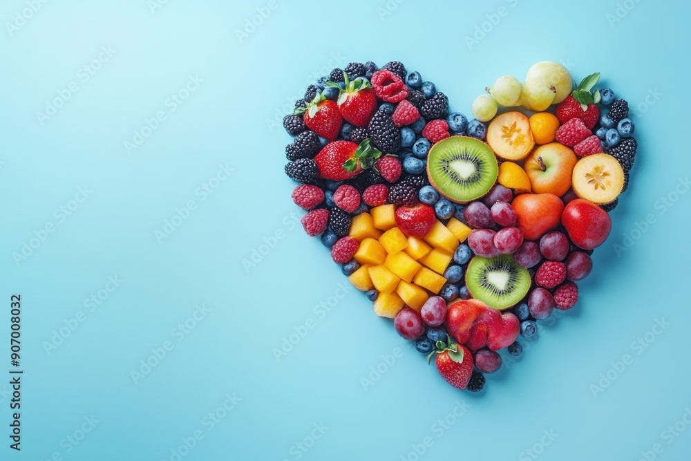 Heart Shaped Arrangement of Fresh Fruits and Berries Heart Shaped Arrangement of Fresh Fruits and Berries