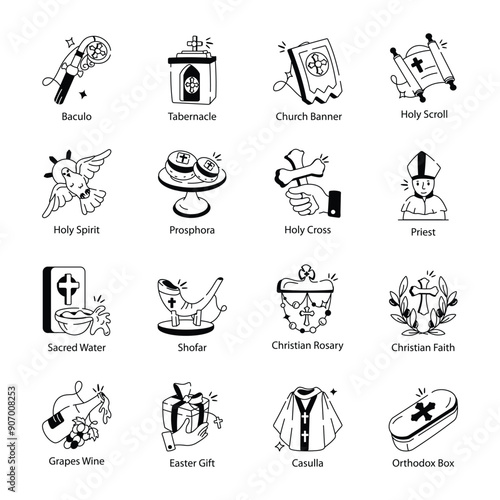 Bundle of Doodle Style Holy Icons

