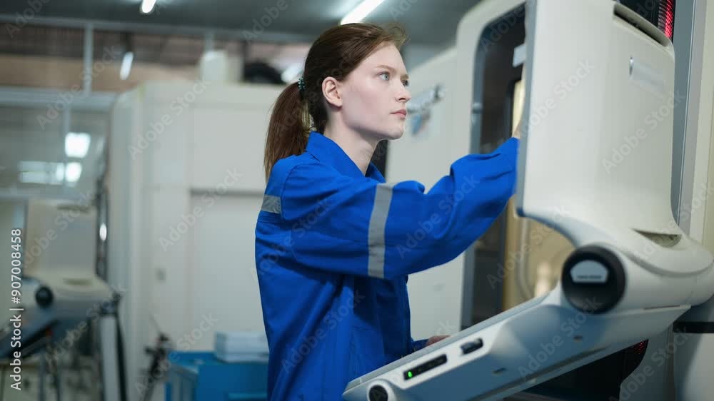 Female Robotics engineers Using Controller to Remotely Operate programming Female Robotics engineers Using Controller to Remotely Operate programming