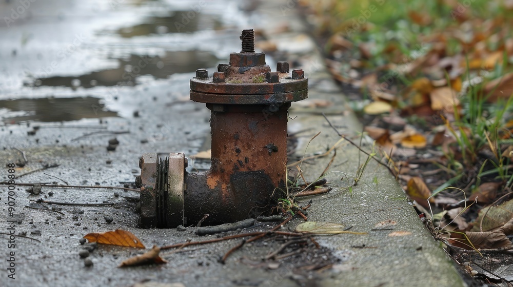 Control valve buried near park pavement visible in front Control valve buried near park pavement visible in front