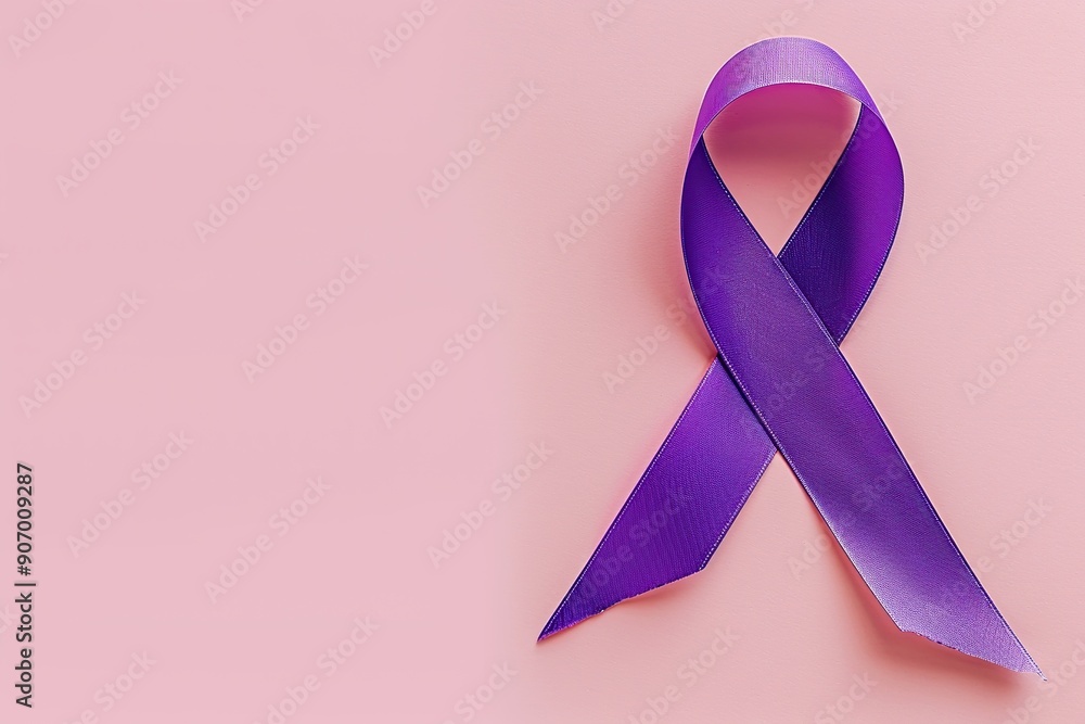Purple ribbon. World cancer day Purple ribbon. World cancer day