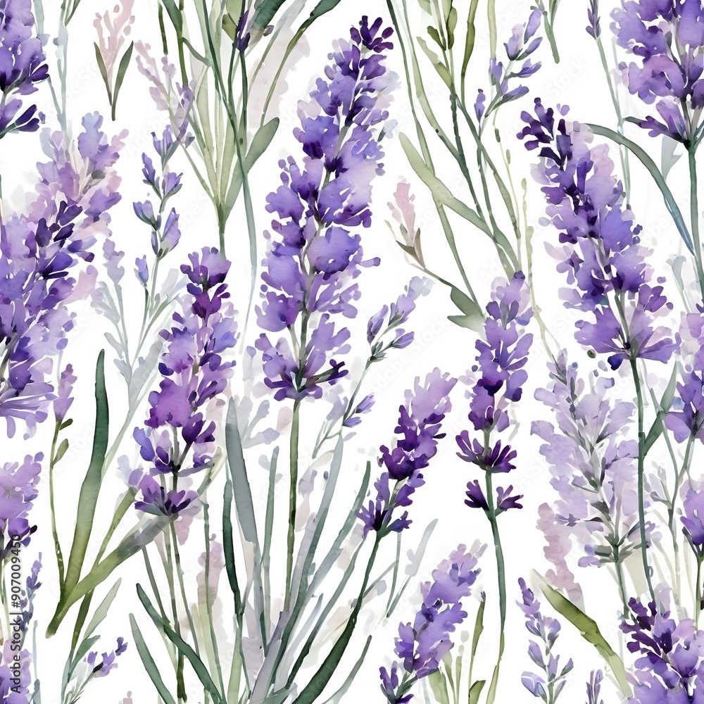 Obraz premium watercolor flowers lavender isolated on white 