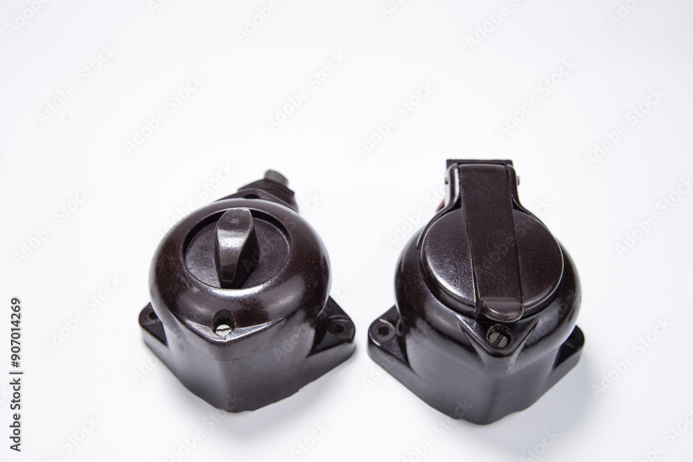 Old house Bakelite switch and socket from 60's and 70's Old house Bakelite switch and socket from 60's and 70's