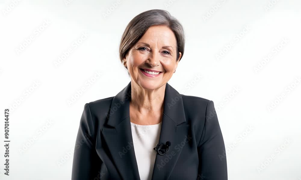 Portrait of a senior business woman smiling at the camera on white background Portrait of a senior business woman smiling at the camera on white background