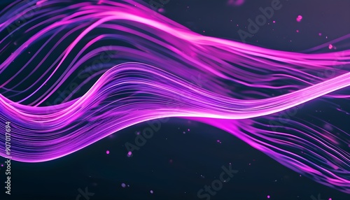 Dynamic purple streamlines crisscross the black background, reflecting the combination of technology and art.