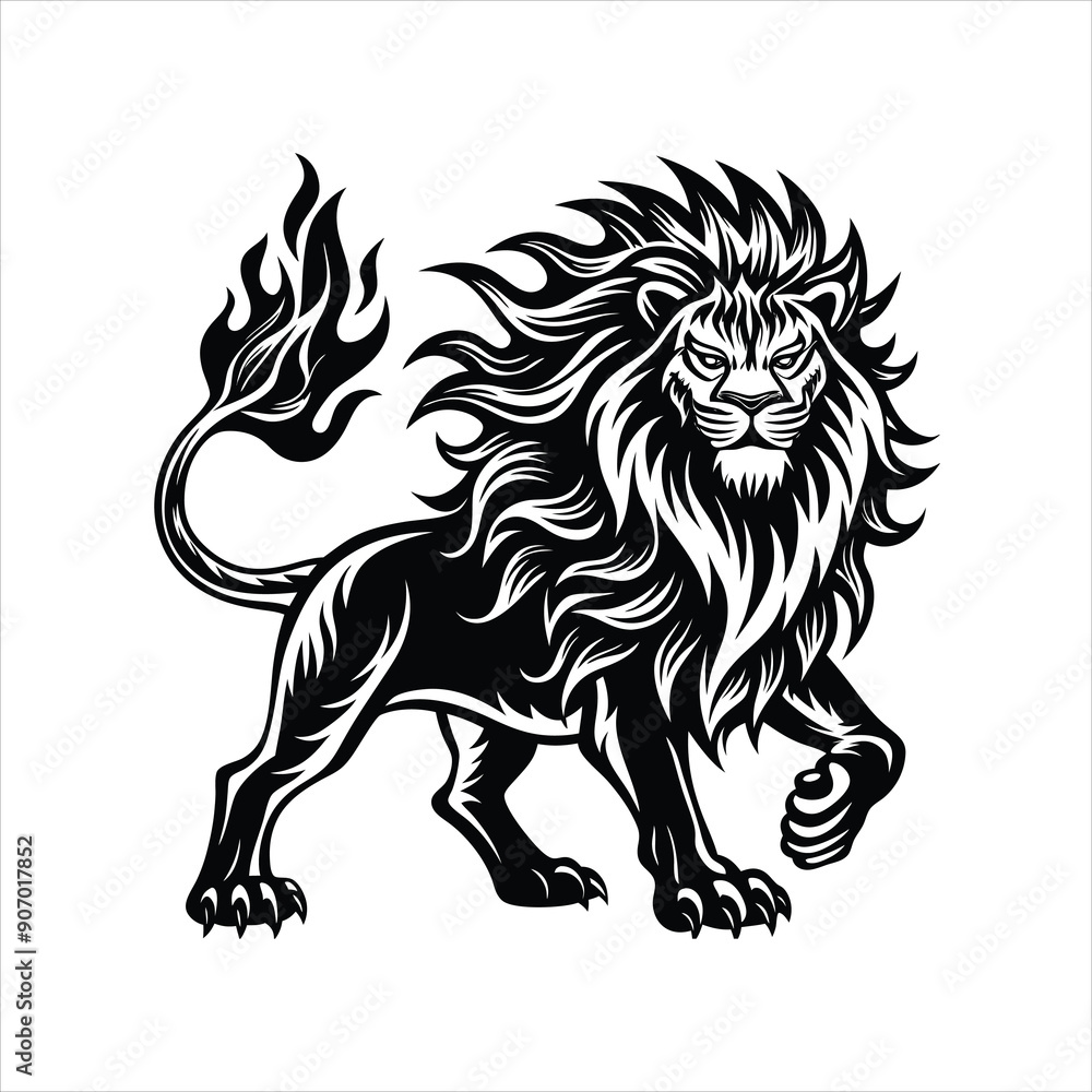 Lion of fire black vector Lion of fire black vector