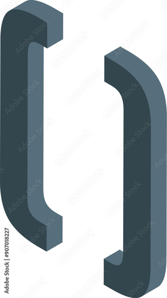 3d rendering of open square brackets isolated on a white background 3d rendering of open square brackets isolated on a white background
