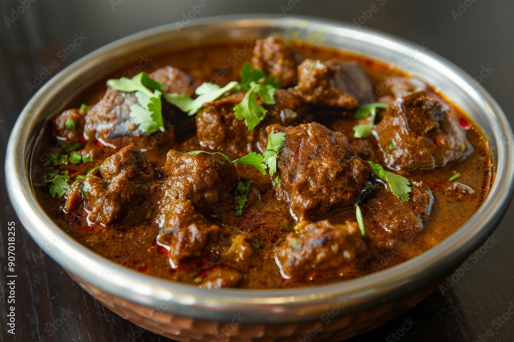 Bowl of Rogan Josh, a flavorful lamb curry with a rich, spicy sauce Bowl of Rogan Josh, a flavorful lamb curry with a rich, spicy sauce