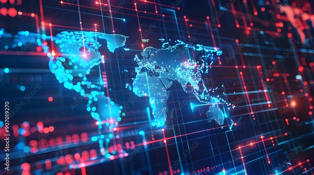Obraz premium Global Network and Digital Connections