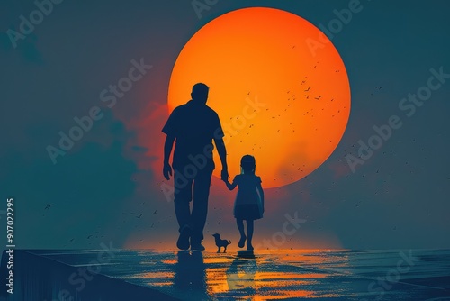 Happy Father's Day greeting card and keychain design banner template 